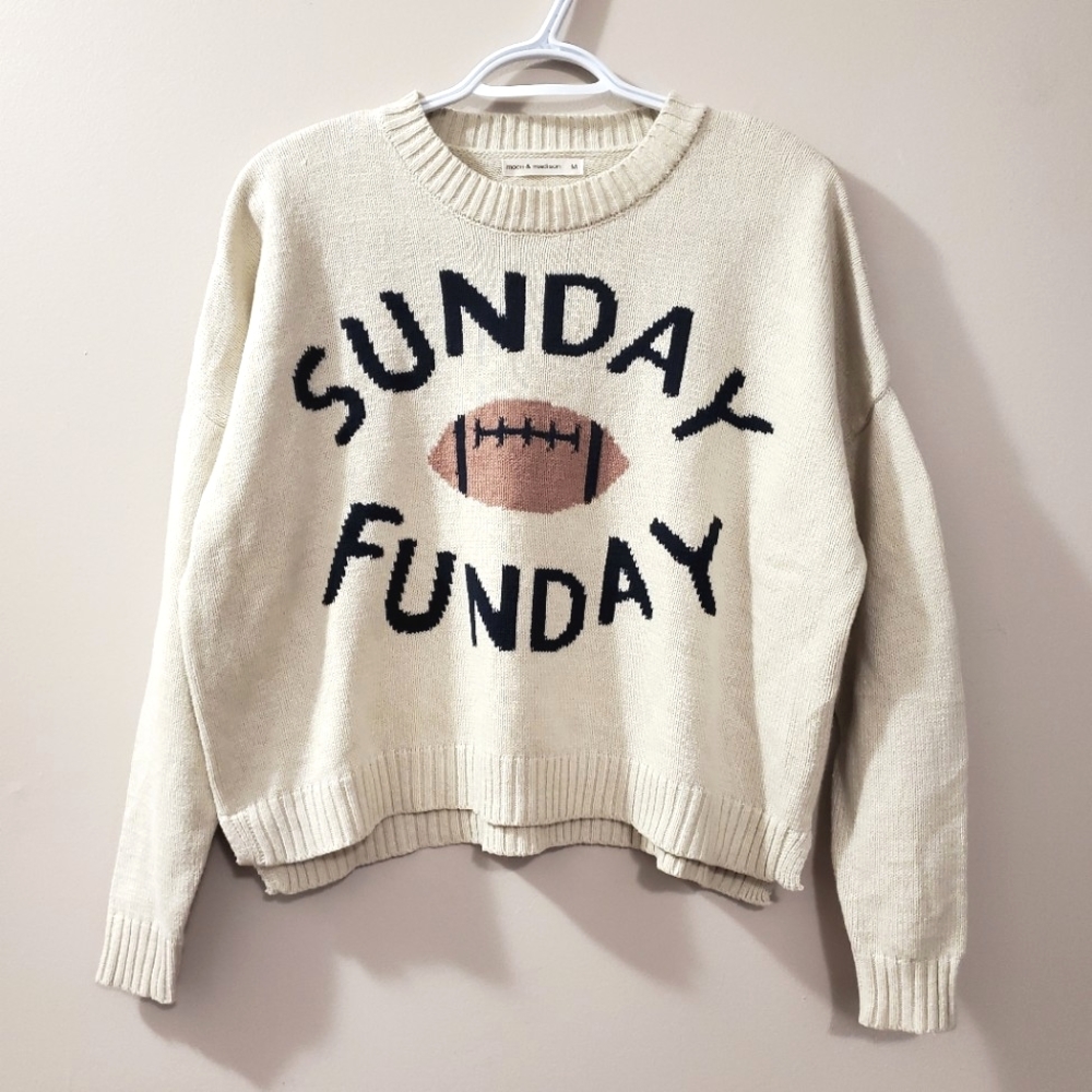 Moon & Madison - Sunday Funday Football Knit Sweater - Size M